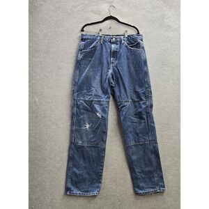 Draggin Jeans Men Jeans 34X32 Blue Denim Double Knee Carpenter Distressed USA